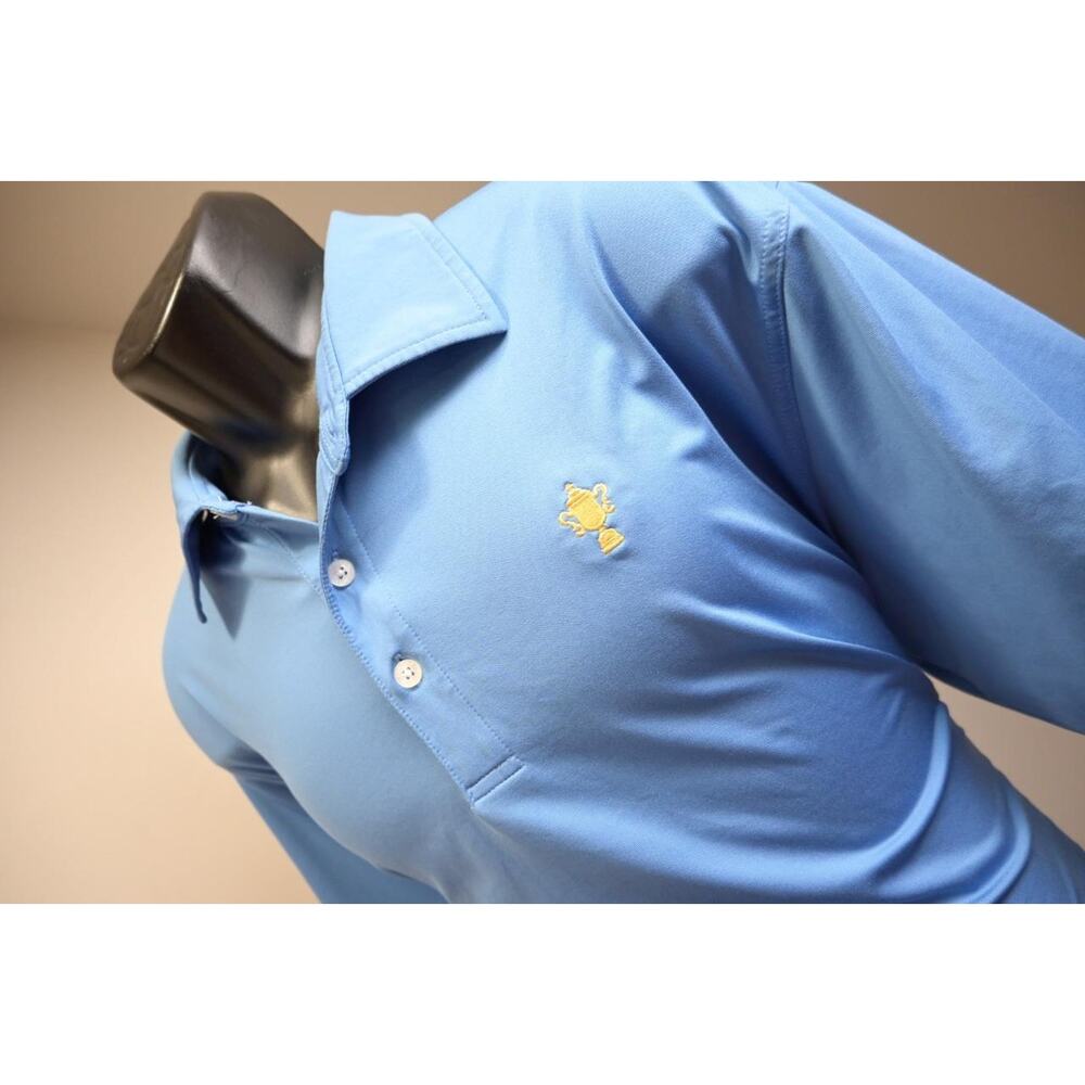 Dunning Golf Polo Blue Athletic Short Sleeve Dry Fitting‎ Stretch Mens Sz XL